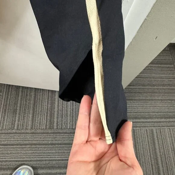 David Lerner Black Lambskin Leather Side Stripe Leggings.  Size L - Picture 6 of 8